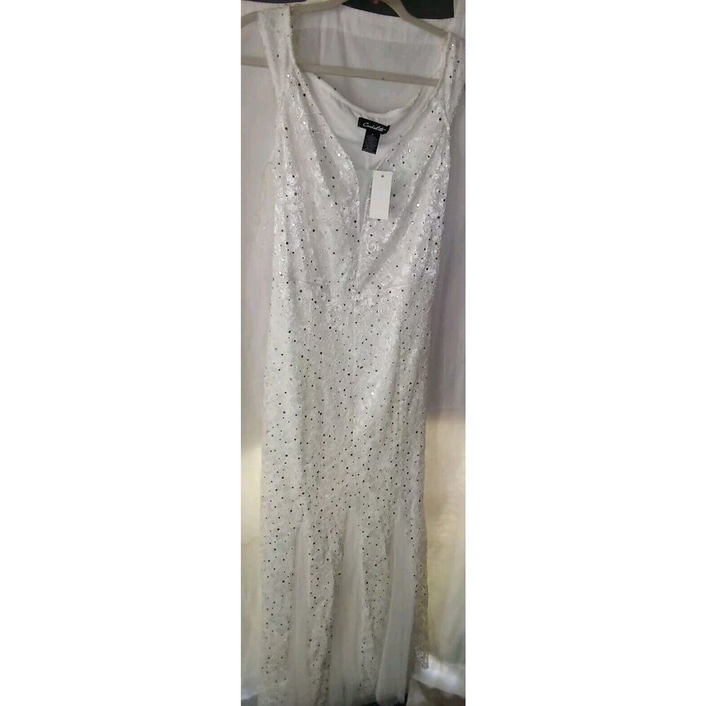 Candalite Womens White Wedding Lace Dress Large